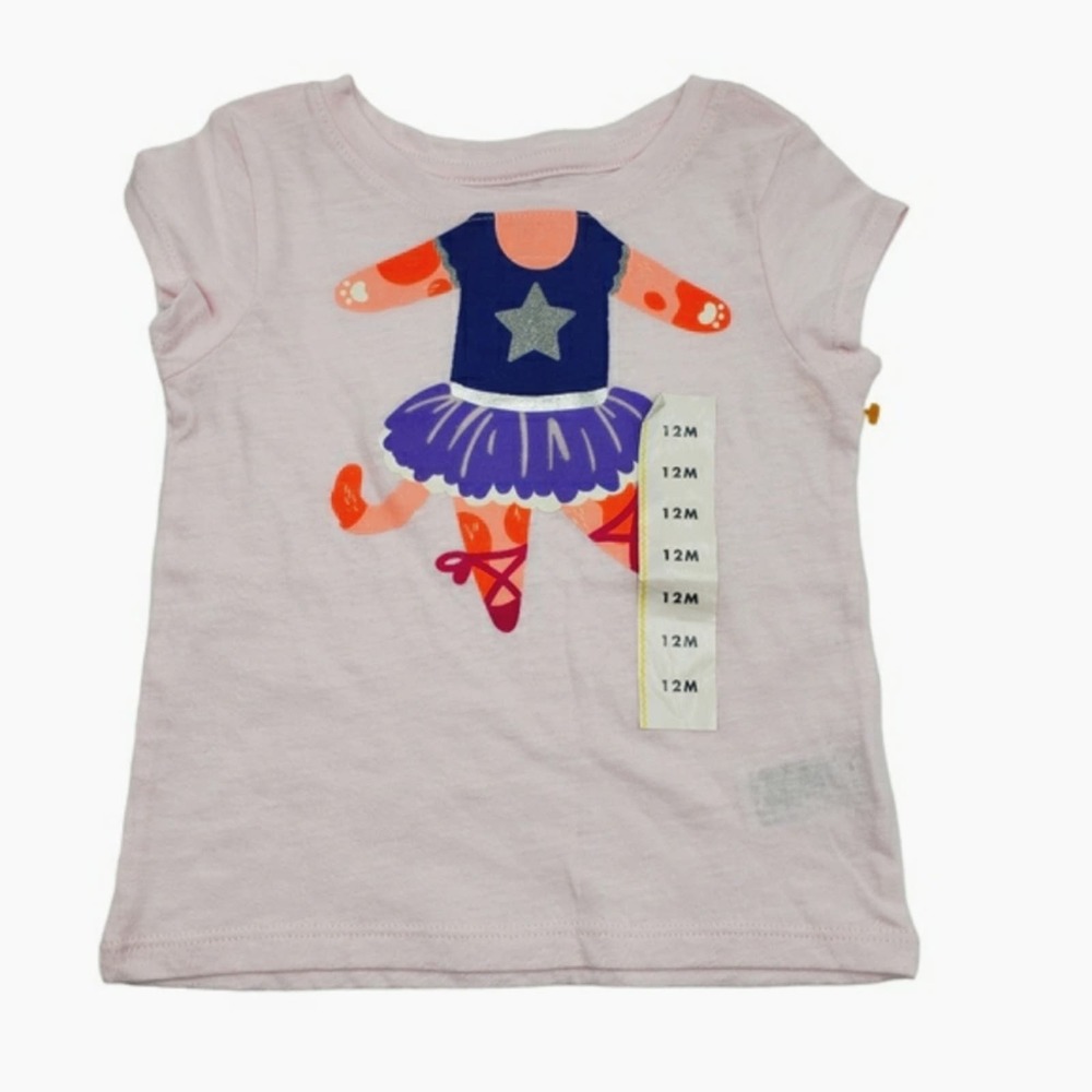 Girls Cat & Jack Tee Bundle Size 12M Ballet Cat Shooting Star Pink Purple - Picture 2 of 6